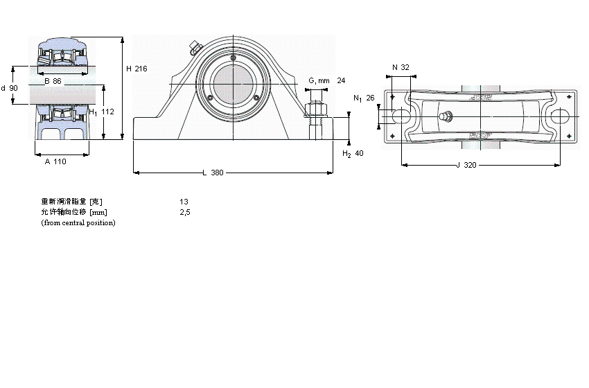 SKF 滚子轴承立式轴承座单元, SKF ConCentra, non-locating units, double-lip sealsSYNT90L样本图片