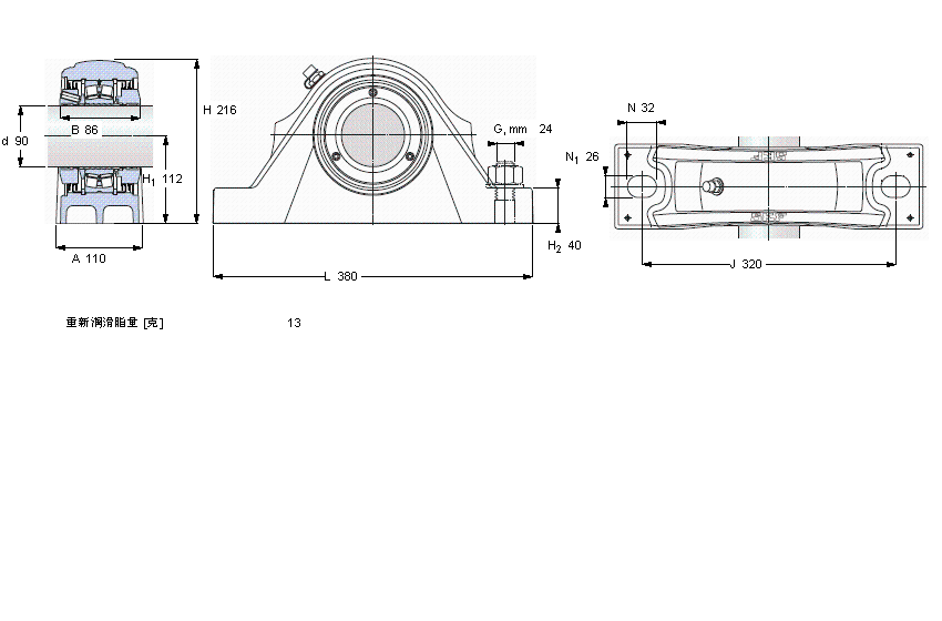 SKF 滚子轴承立式轴承座单元, SKF ConCentra, locating units, labyrinth sealsSYNT90FTS样本图片