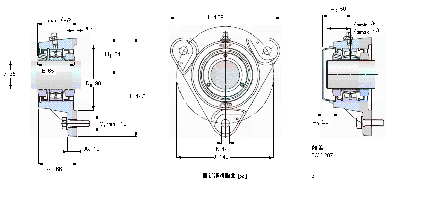 SKF 带法兰的滚子轴承单元, SKF ConCentra, locating unitsFYNT35F样本图片