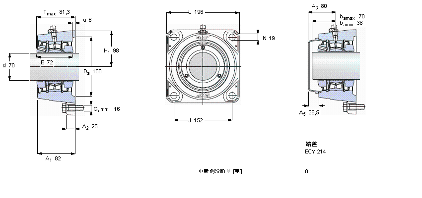 SKF 带法兰的滚子轴承单元, SKF ConCentra, locating unitsFYNT70F样本图片