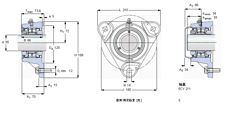 SKF 带法兰的滚子轴承单元, SKF ConCentra, locating unitsFYNT55F样本图片