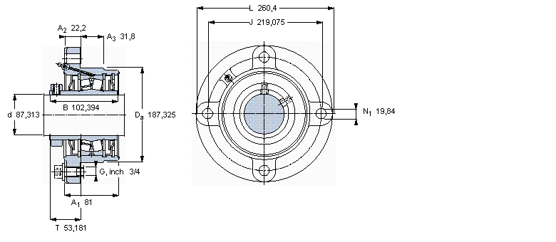 SKF 带法兰的滚子轴承单元, 锁定套和插口，用于英制的轴, locating units, labyrinth sealsFYRP3.7/16H-18样本图片