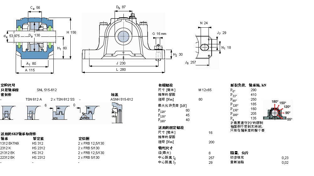 SKF 剖分立式轴承座, SNL，用于紧定套上的轴承，带标准密封，标准密封, 用于英制轴的轴承座SNL515-612样本图片