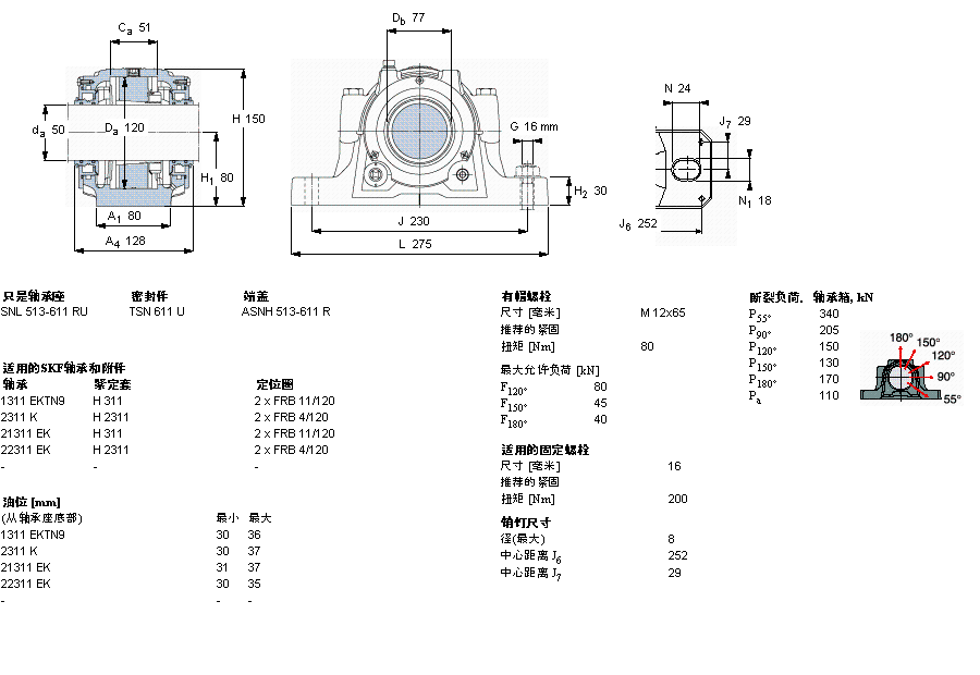 SKF 剖分立式轴承座, SNL，用于紧定套上的轴承，带标准密封，油封SNL611TURU样本图片