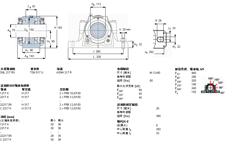 SKF 剖分立式轴承座, SNL，用于紧定套上的轴承，带标准密封，油封SNL517TURU样本图片