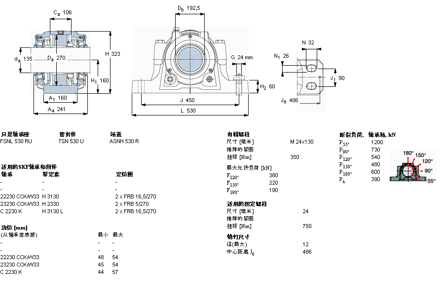 SKF 剖分立式轴承座, SNL，用于紧定套上的轴承，带标准密封，油封FSNL530TURU样本图片