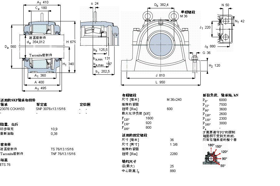 SKF 剖分立式轴承座, 大型SNL, 用于安装紧定套轴承，标准密封, 用于英制轴的轴承座SNL3076L样本图片