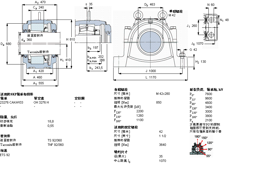 SKF 剖分立式轴承座, 大型SNL, 用于安装紧定套轴承，标准密封, 为公尺轴轴承座SNL3276F样本图片