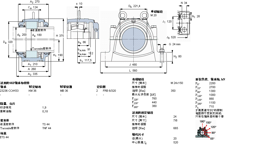 SKF 剖分立式轴承座, 大型SNL, 用于安装带圆柱孔的轴承 ，标准密封SNL3236G样本图片