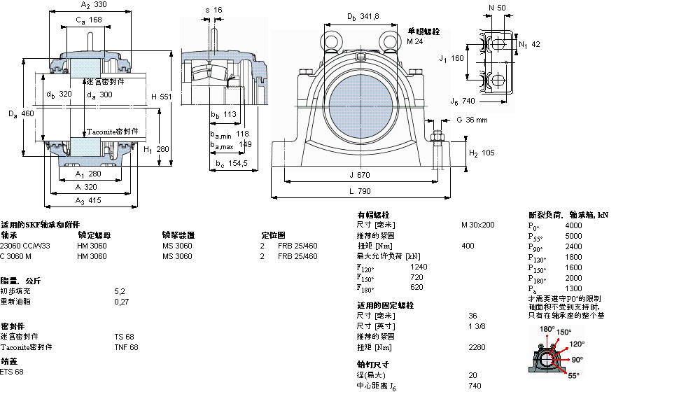 SKF 剖分立式轴承座, 大型SNL, 用于安装带圆柱孔的轴承 ，标准密封SNL3060G样本图片