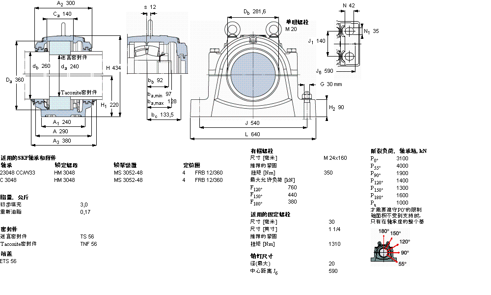 SKF 剖分立式轴承座, 大型SNL, 用于安装带圆柱孔的轴承 ，标准密封SNL3048G样本图片