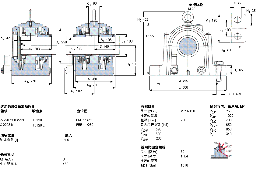 SKF 剖分立式轴承座, SONL, 用于紧定套安装轴承SONL228-528样本图片