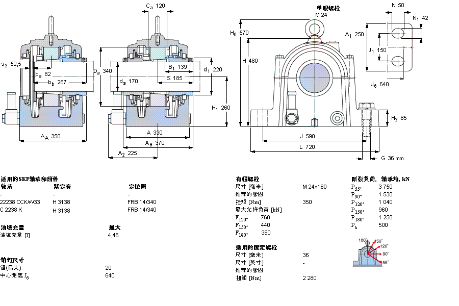 SKF 剖分立式轴承座, SONL, 用于紧定套安装轴承SONL238-538样本图片