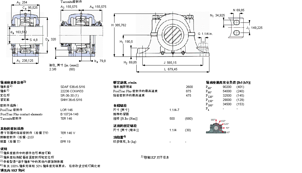 SKF 剖分立式轴承座, SDAF，用于紧定套安装轴承SDAF22536x6.5/16样本图片