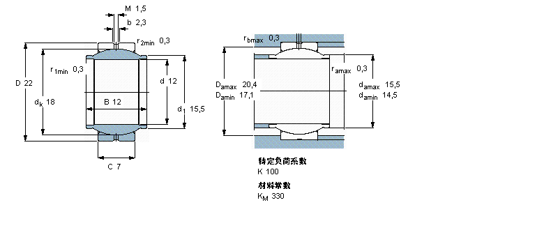 SKF 需要维护的径向球面滑动轴承, 钢对钢，延长内圈, 无密封件GEG12ESA样本图片