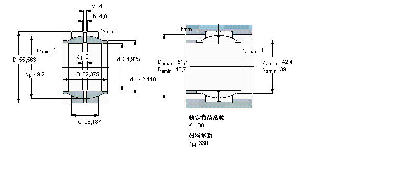 SKF 需要维护的径向球面滑动轴承, 钢对钢，延长内圈, 无密封件,带英制尺寸GEZM106ES样本图片