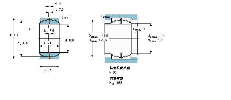 SKF 免维护径向球面滑动轴承, 钢/PTFE复合材料GEP100FS样本图片