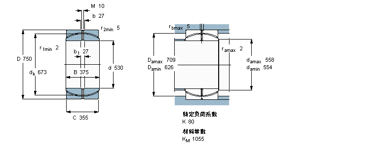 SKF 免维护径向球面滑动轴承, 钢/PTFE复合材料GEP530FS样本图片