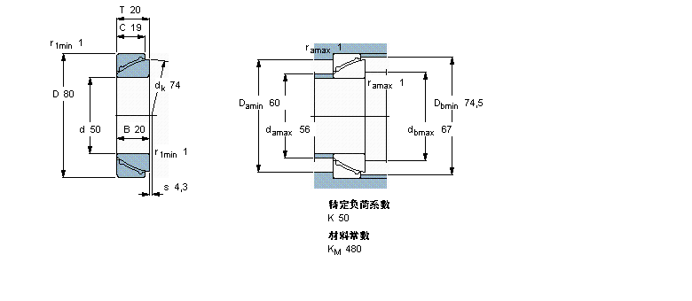 SKF 免维护角接触球面滑动轴承GAC50F样本图片