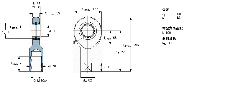 SKF 需要维护的杆端, 钢对钢，阴螺纹, 两面密封件SIL60ES-2RS样本图片