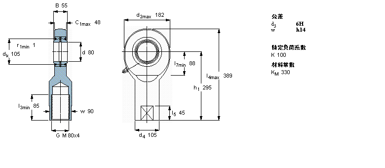 SKF 需要维护的杆端, 钢对钢，阴螺纹, 两面密封件SI80ES-2RS样本图片