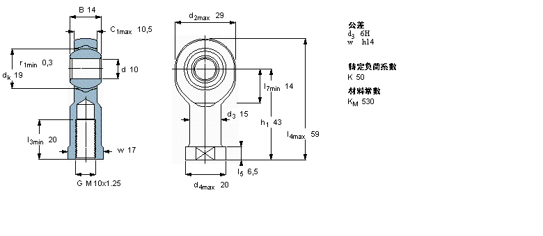 SKF 免维护杆端, 阴螺纹, 钢/PTFE复合材料SIKB10F/VZ019样本图片