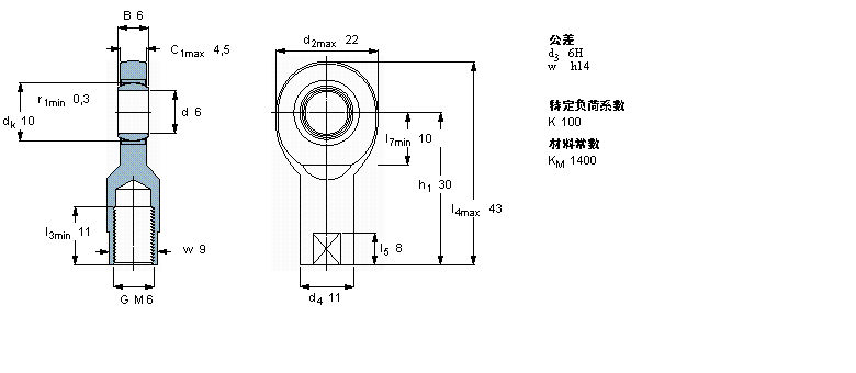 SKF 免维护杆端, 阴螺纹, 钢/烧结铜复合材料SI6C样本图片