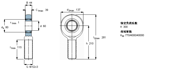 SKF 免维护杆端, 阳螺纹, 钢/PTFE织物 , 两面密封件SAA60TXE-2LS样本图片