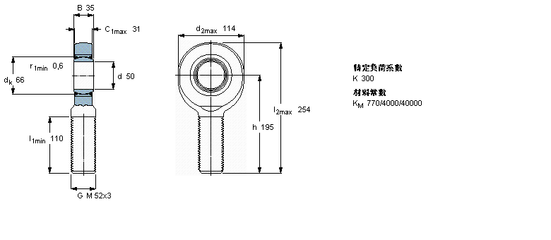 SKF 免维护杆端, 阳螺纹, 钢/PTFE织物 , 两面密封件SAL50TXE-2LS样本图片