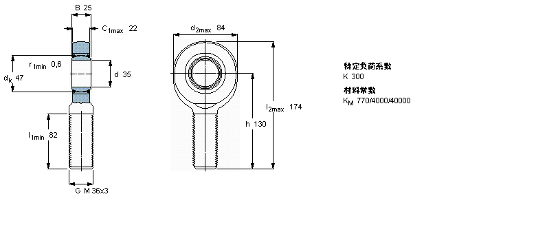 SKF 免维护杆端, 阳螺纹, 钢/PTFE织物 , 两面密封件SA35TXE-2LS样本图片