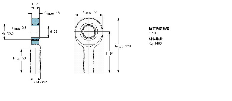 SKF 免维护杆端, 阳螺纹, 钢/烧结铜复合材料SA25C样本图片